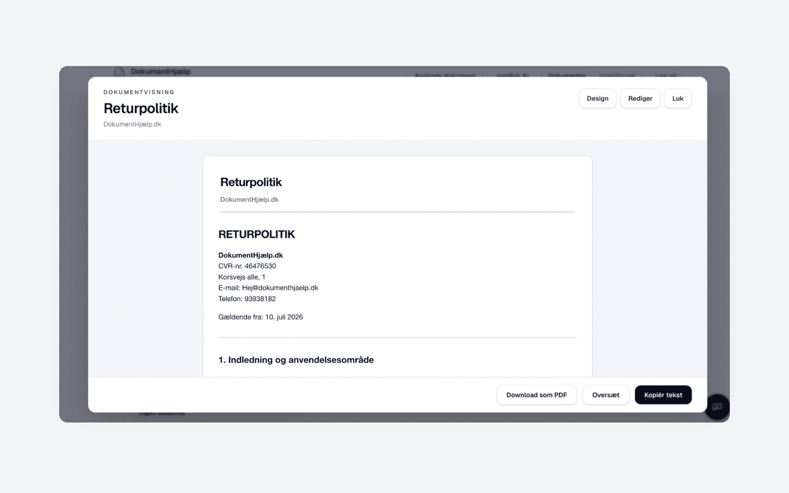 Download eller send til signering — DokumentHjælp