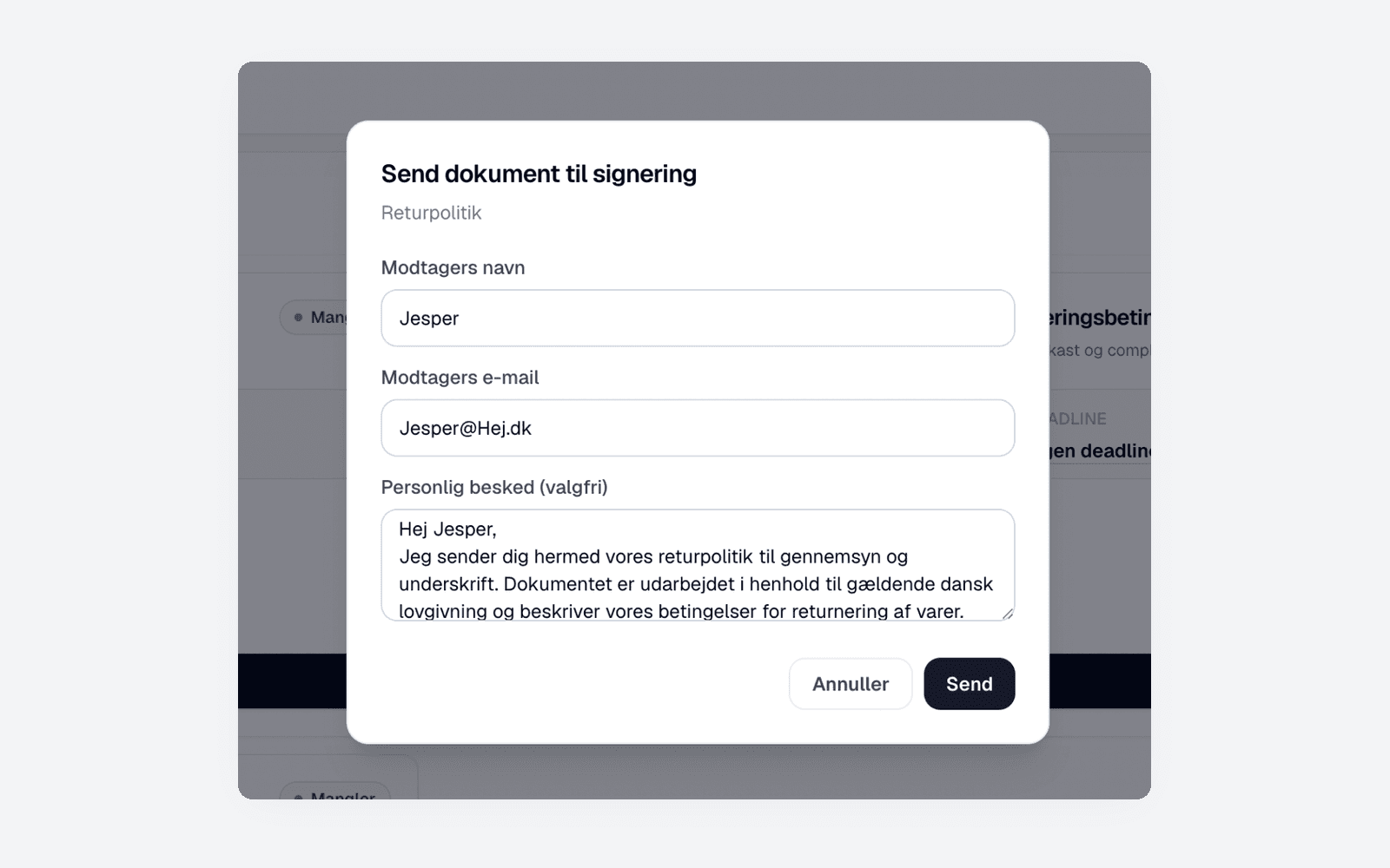 Send til digital signering — DokumentHjælp